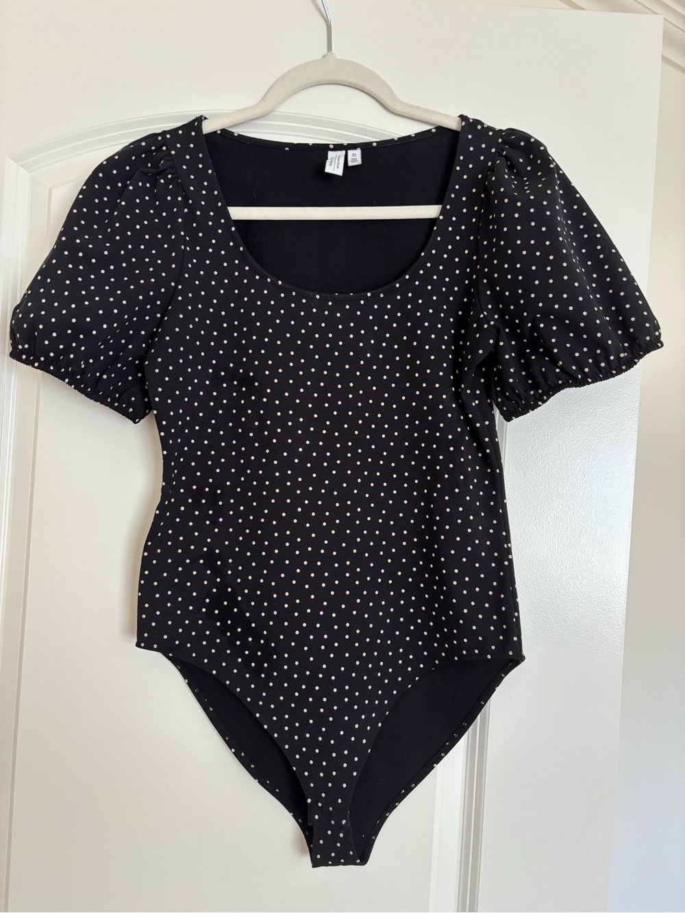 & Other Stories Black Polka Dot Puff-Sleeve Bodysuit